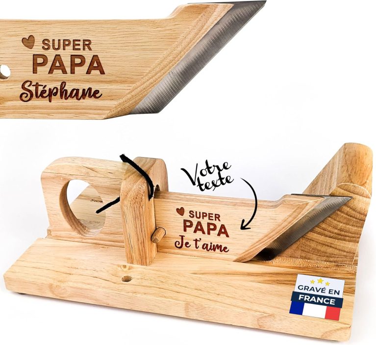 KDO Magic - Guillotine à Saucisson en Bois Gravée Personnalisée, Lame Inox